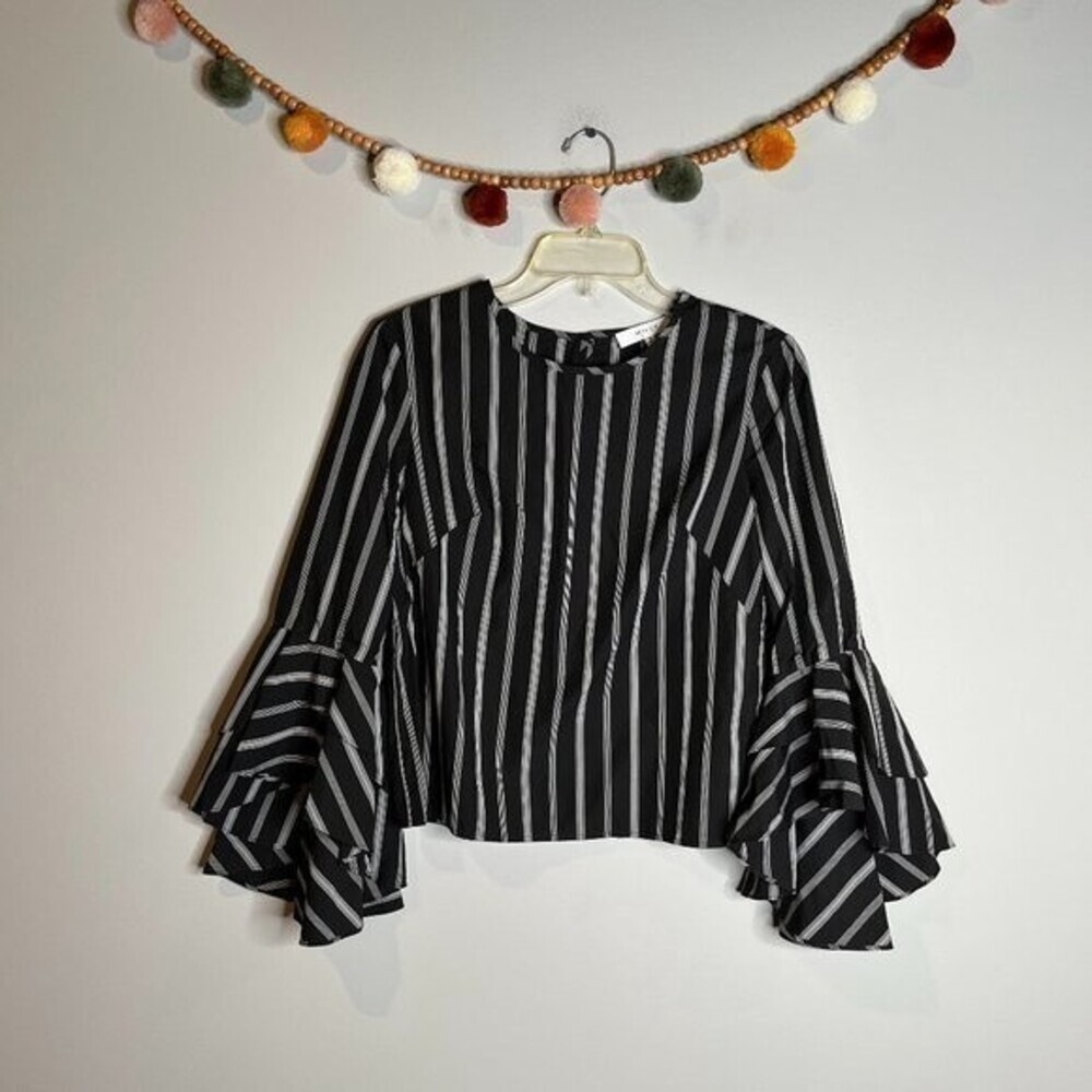 Milly black striped bell sleeve Gaby blouse